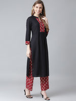 Thumbnail for Khushal K Women Floral Yoke Design Pleated Kurta with Palazzos - Distacart