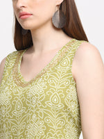 Thumbnail for Kalini Women Green Bandhani Printed Aari Work Kurta with Trousers & Dupatta - Distacart