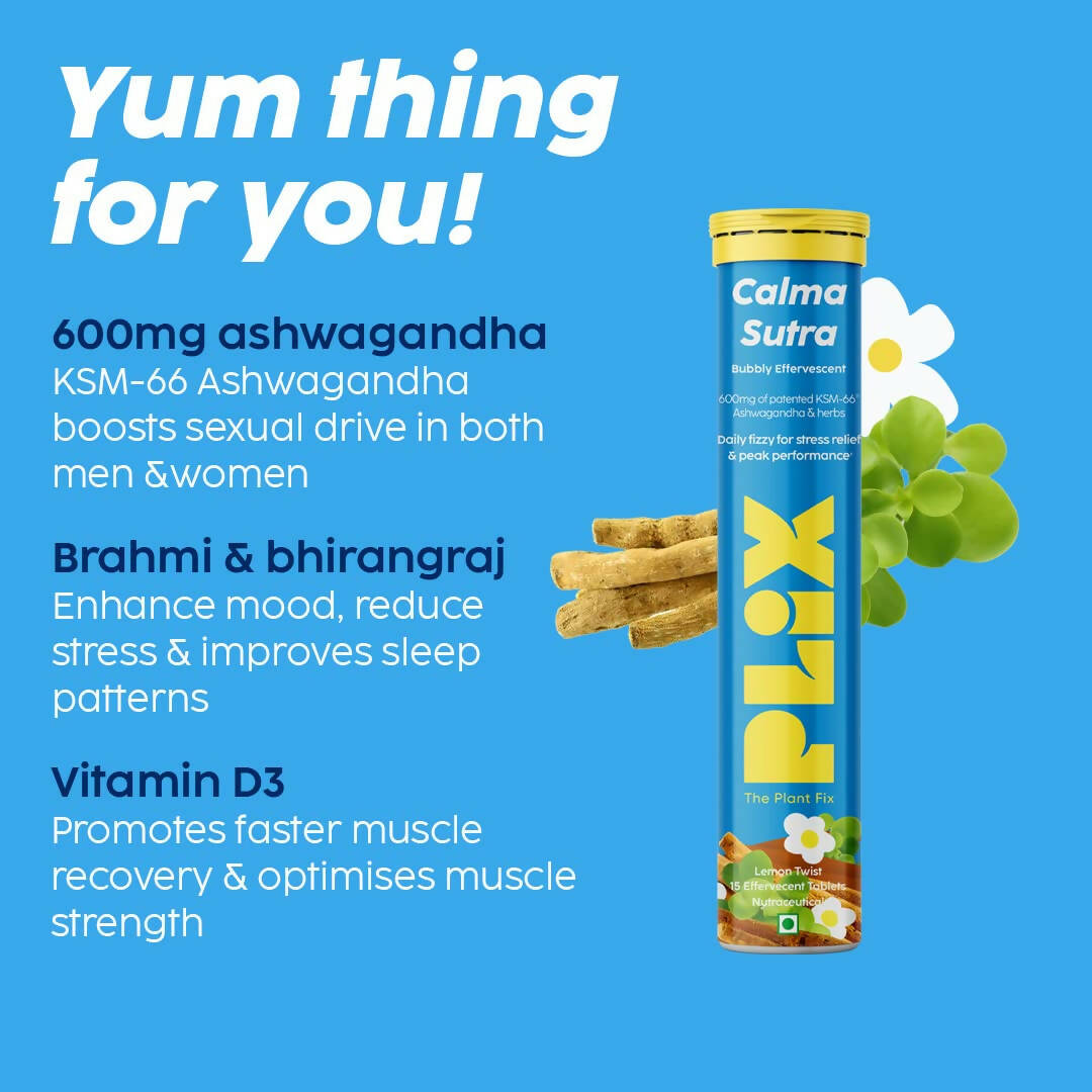 PLIX The Plant Fix Calma Sutra Ashwagandha Effervescent Tablets - Lemon Twist - Distacart