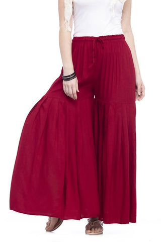 Mominos Fashion Reyon Cotton Maroon Palazzo - Distacart