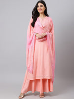 Thumbnail for Khushal K Yoke Design Mirror Work Kurta with Palazzos & Dupatta - Distacart