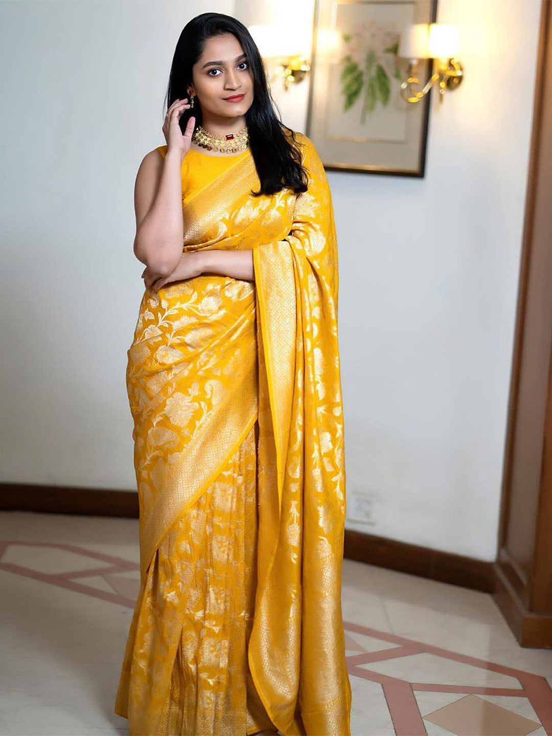 Kalini Ethnic Motifs Woven Design Banarasi Saree - Distacart