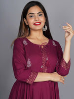 Thumbnail for Kalini Women Maroon Floral Embroidered Anarkali Kurta - Distacart