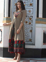 Thumbnail for Kalini Women Gunmetal-Toned Floral Thread Work Kurta - Distacart