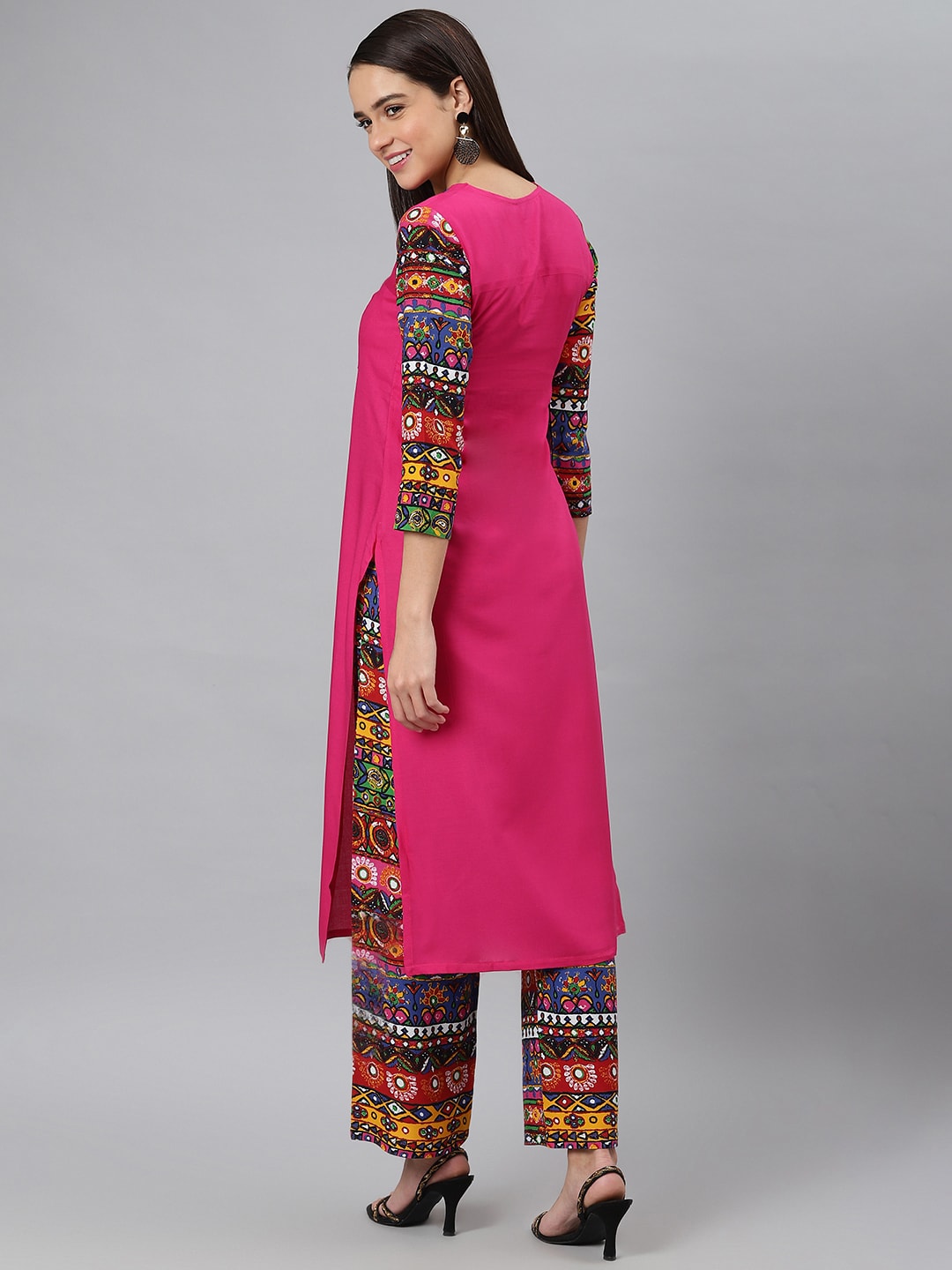 Khushal K Women Pink Yoke Design Kurta with Palazzos - Distacart