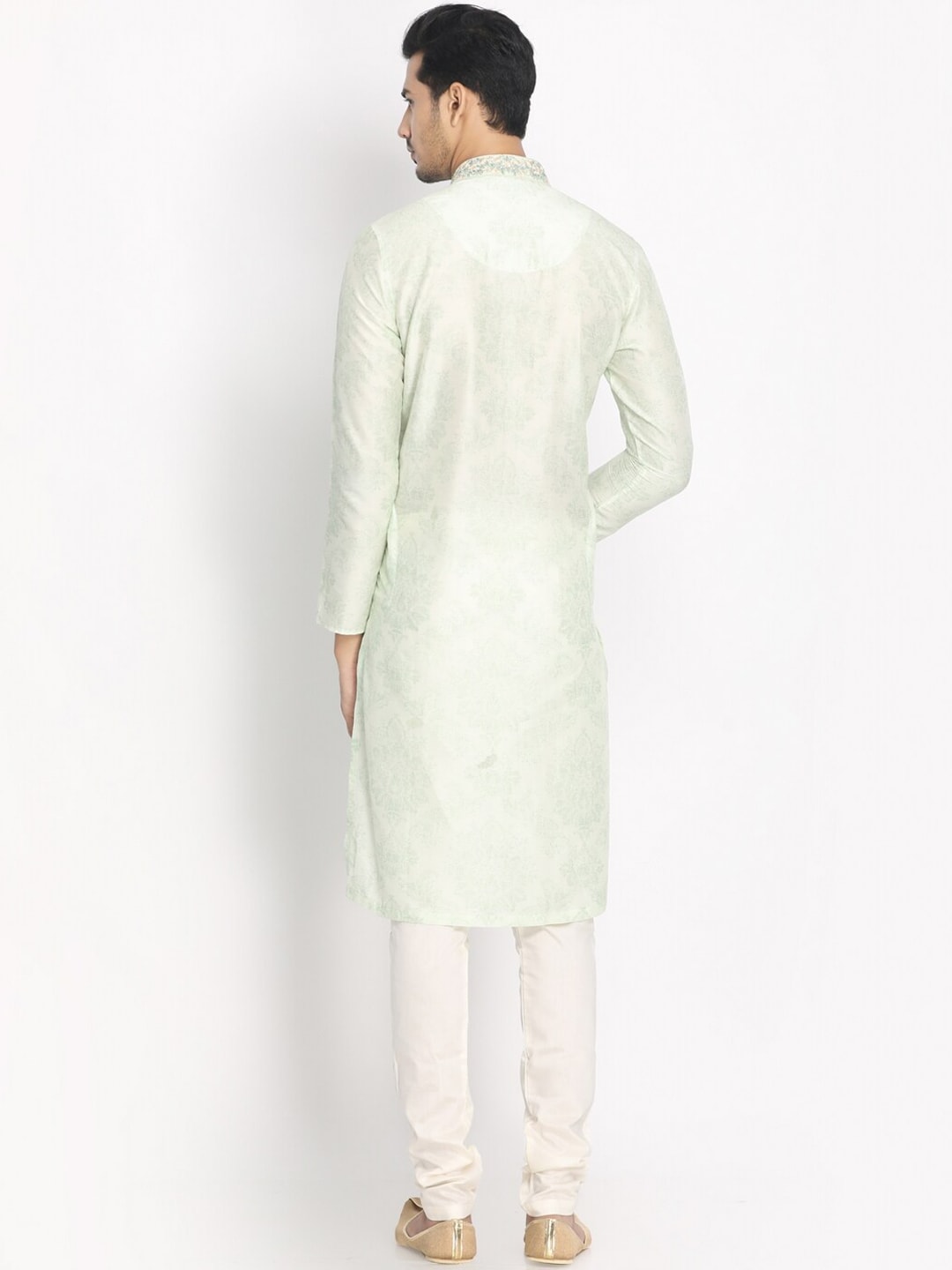Manyavar Men Green Woven Design Kurta with Churidar - Distacart