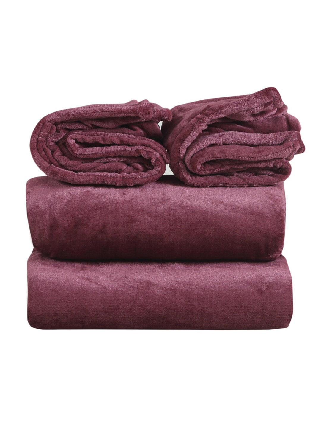 Nendle Magenta Woollen 400 TC King Bedsheet with 2 Pillow Covers - Distacart