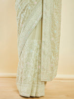 Thumbnail for Soch Green Floral Embroidered Beads and Stones Detailed Saree - Distacart
