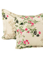 Thumbnail for Story@home Ventura Cream & Green Floral 152 TC Cotton Queen Bedsheet with 2 Pillow Covers - Distacart