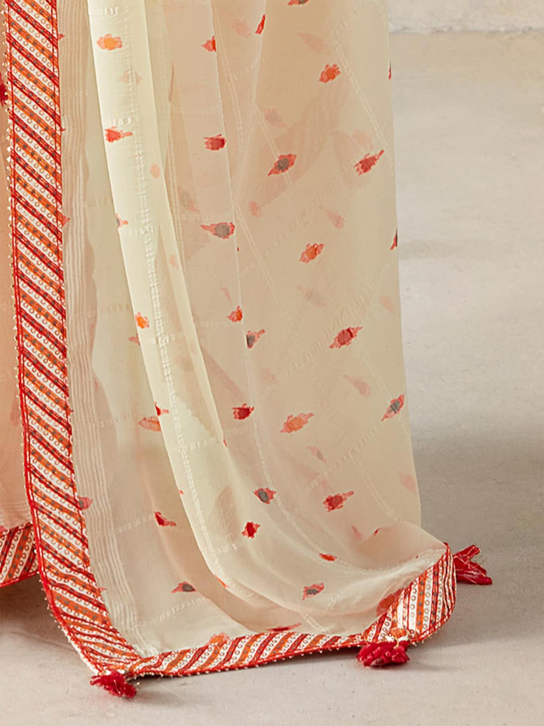 Saree Mall Geometric Printed Gotta Patti Pure Georgette Sarees - Distacart