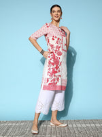Thumbnail for Sangria Women Floral Printed Keyhole Neck Floral Kurta - Distacart