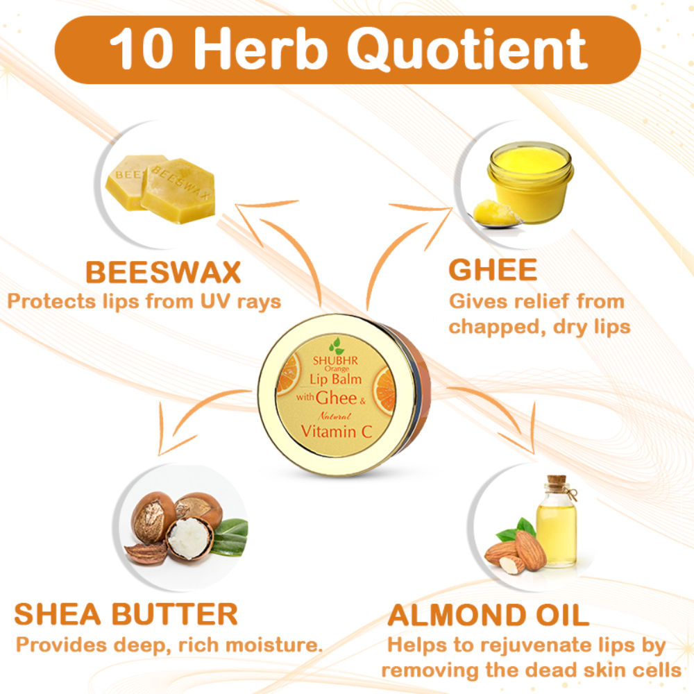 Shubhr Orange Lip Balm with Ghee & Natural Vitamin C