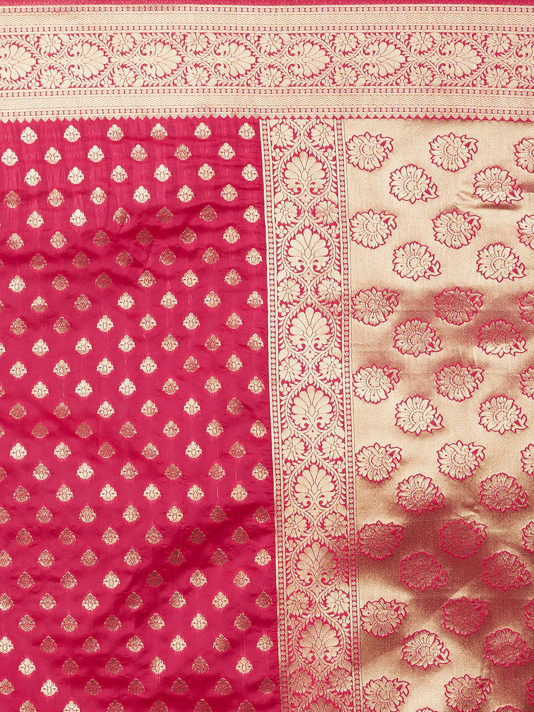 Mitera Pink Gold-Coloured Woven Design Kanjeevaram Saree - Distacart