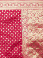 Thumbnail for Mitera Pink Gold-Coloured Woven Design Kanjeevaram Saree - Distacart