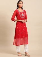 Thumbnail for Sangria Women Yoke Design Mirror Work Indie Prints Cotton Kurta - Distacart