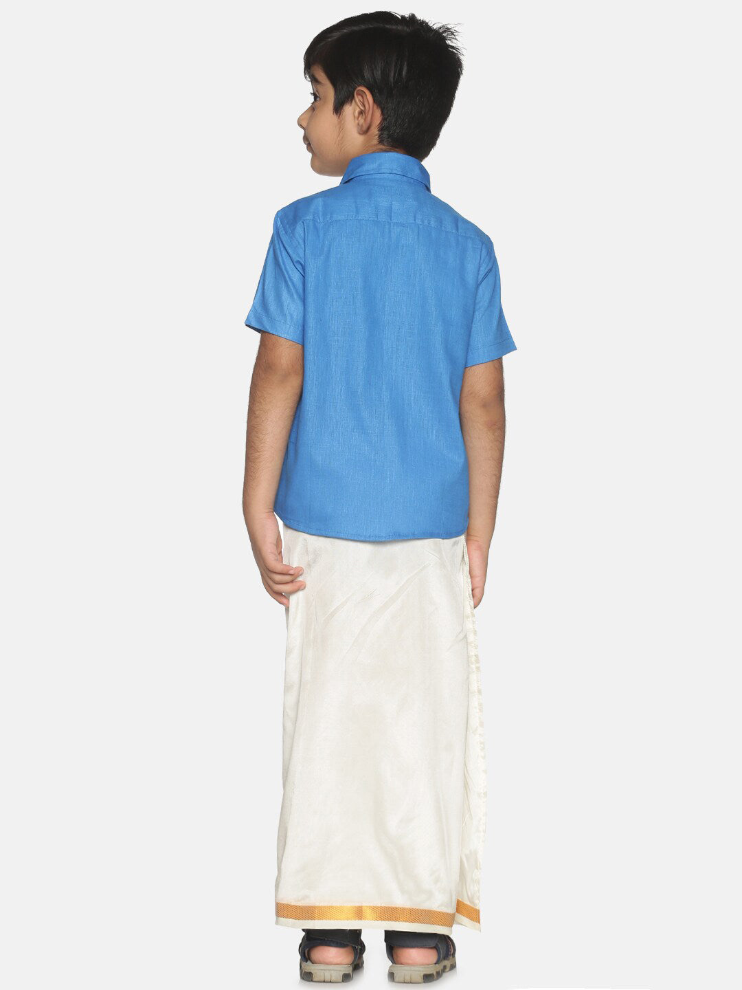 Sethukrishna Blue & White Shirt with Dhoti For Boys - Distacart