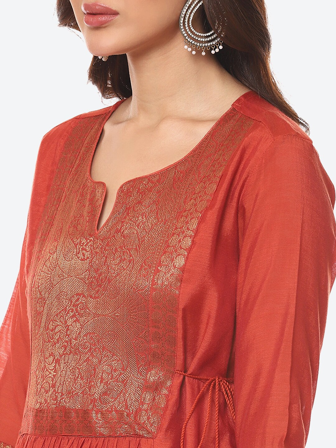 Biba Women Orange Solid Yoke Design Anarkali Kurta - Distacart