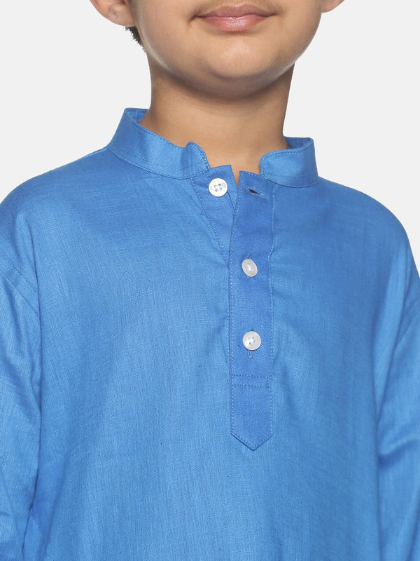 Sethukrishna Boys Blue & White Pure Cotton Kurta with Dhoti Pants - Distacart