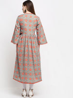 Thumbnail for Kalini Women Red & Green Ethnic Motifs Printed Cotton A-line Kurta - Distacart