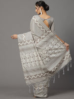 Thumbnail for Mitera Grey & Off White Art Silk Bhagalpuri Saree - Distacart
