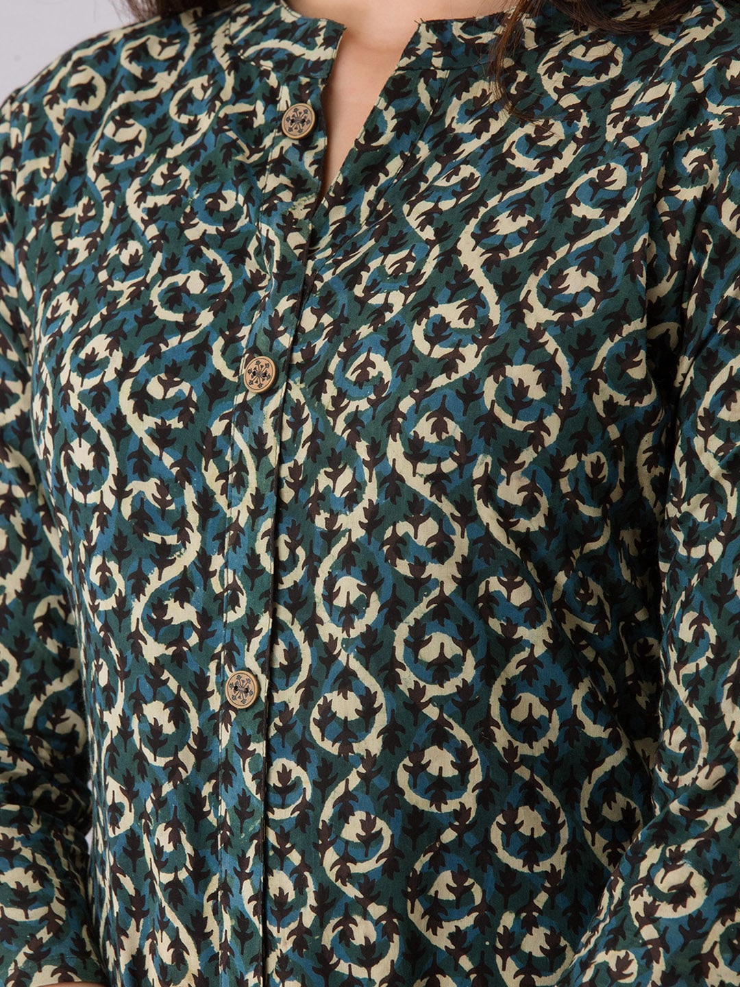 Kalini Women Grey & Beige Ethnic Motifs Printed Thread Work Fusion Kurta - Distacart