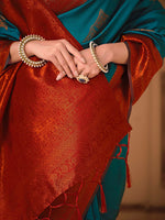 Thumbnail for Sangria Ethnic Motifs Woven Design Zari Saree - Distacart