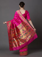 Thumbnail for Mitera Pink Silk Blend Woven Design Banarasi Saree - Distacart