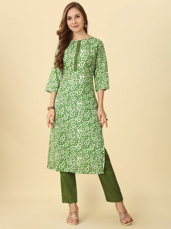 Kalini Ethnic Motifs Printed Straight Kurta with Trousers - Distacart