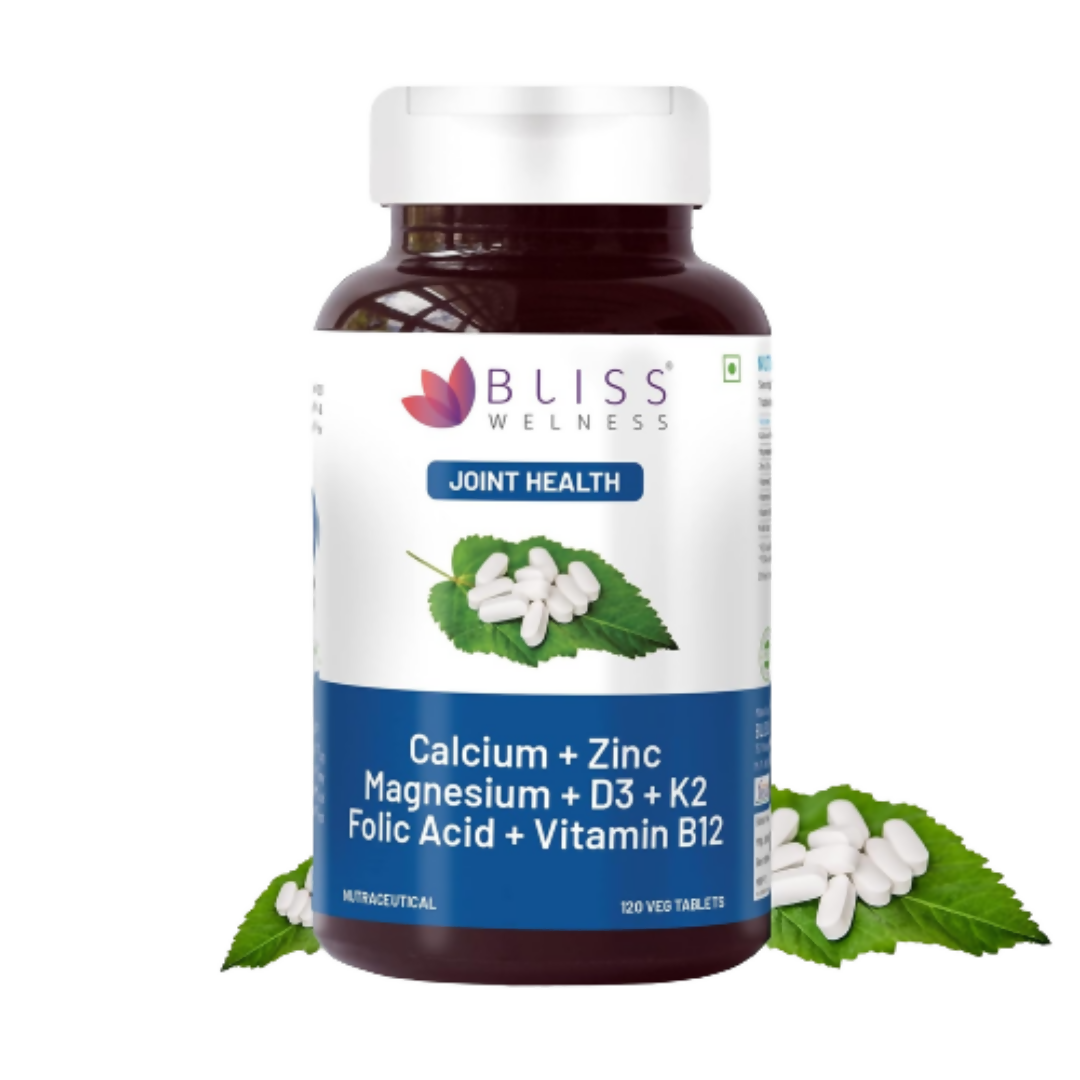 Bliss Welness Calcium Magnesium Zinc Vitamin D3 K2 B12 Folic Acid Tablets - Distacart
