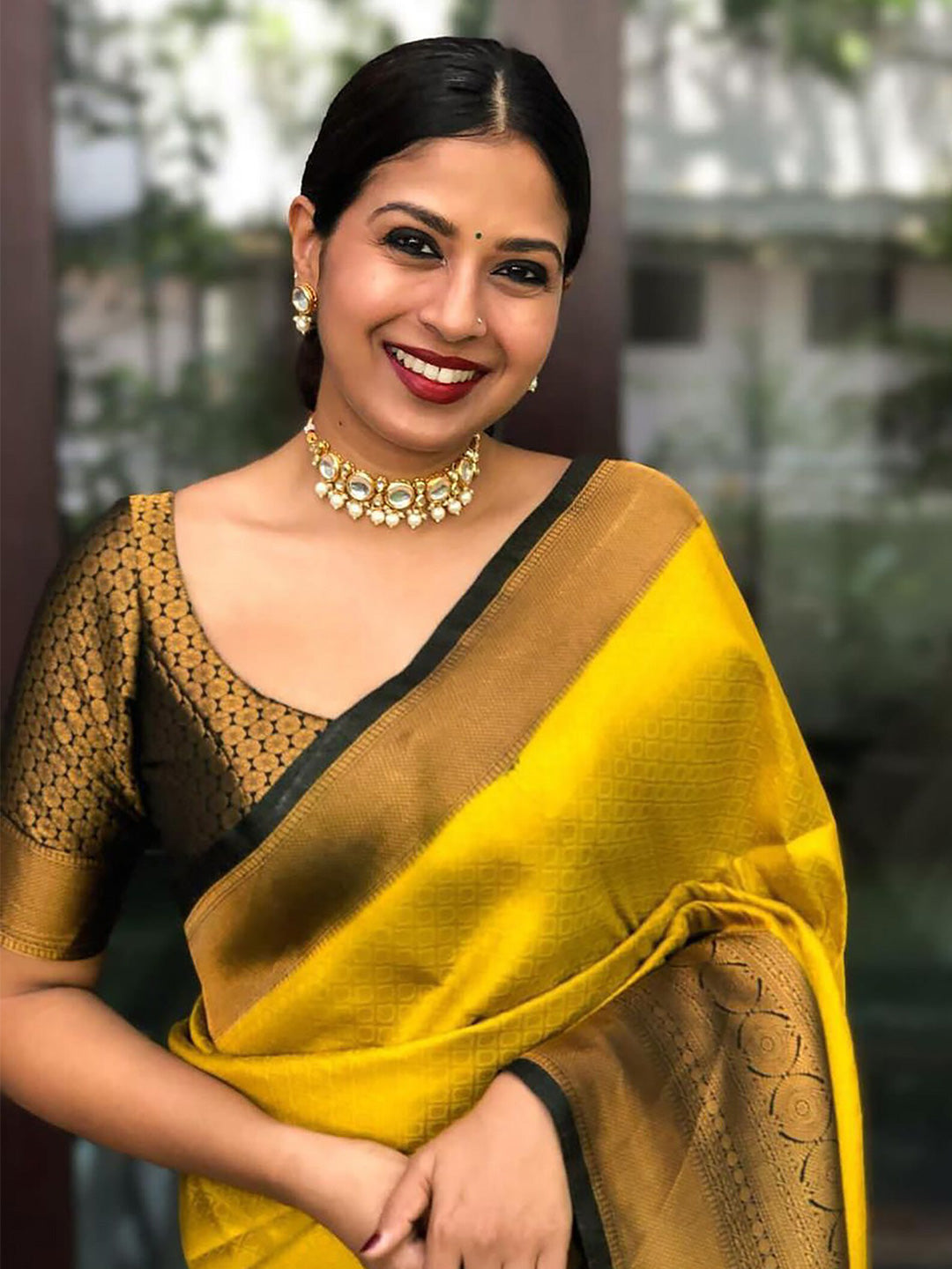 Kalini Geometric Woven Design Banarasi Silk Saree - Distacart