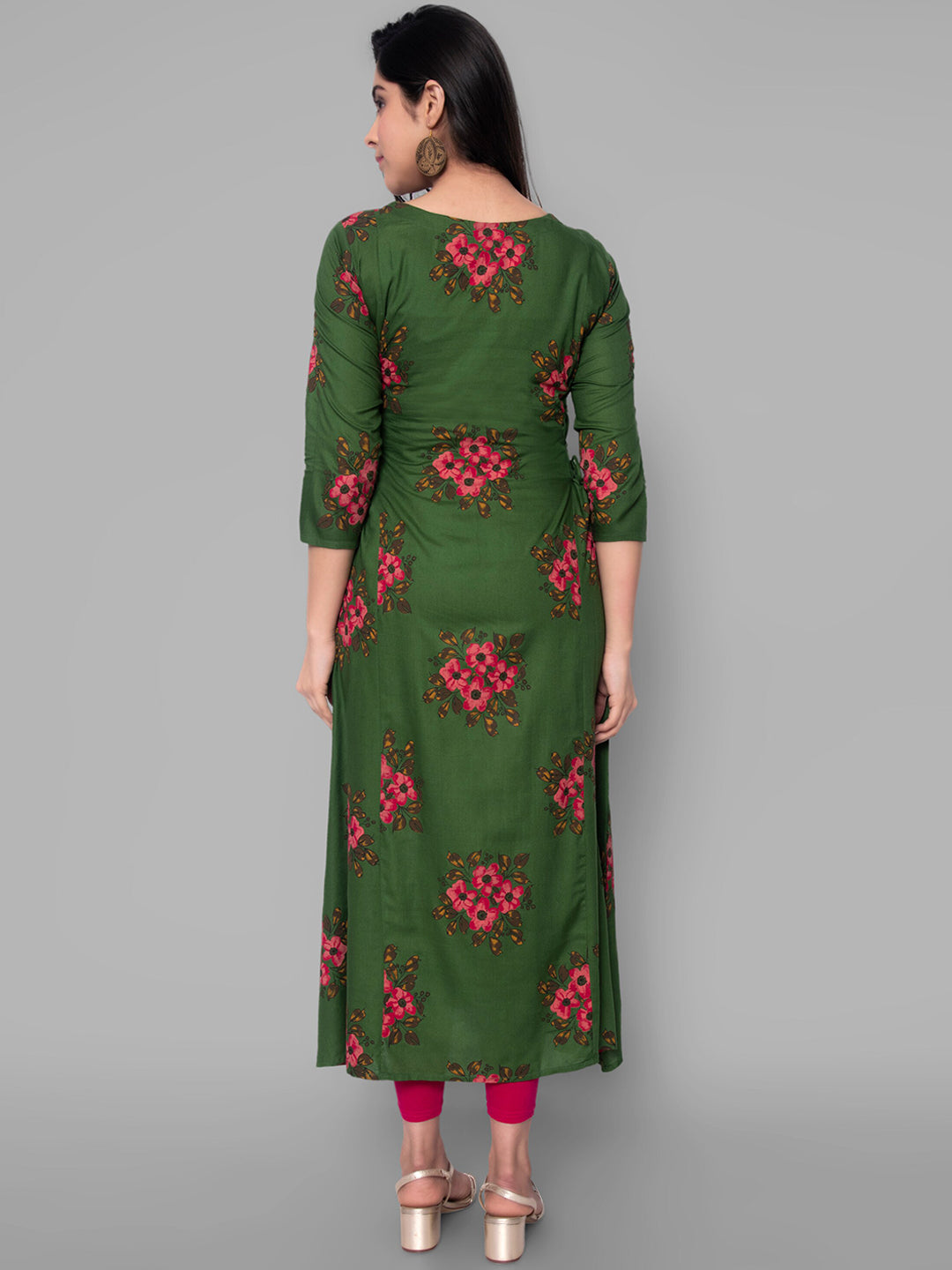 Kalini Women Green Floral Printed Anarkali Kurta - Distacart