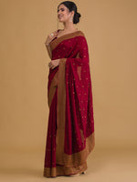 Thumbnail for Koskii Maroon Ethnic Motifs Zari Saree - Distacart