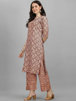 Thumbnail for HERE&NOW Women Orange Ethnic Motifs Printed Kurta With Palazzos - Distacart