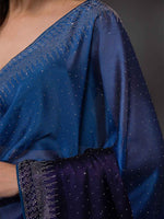 Thumbnail for Koskii Navy Blue & Silver-Toned Embellished Embroidered Saree - Distacart