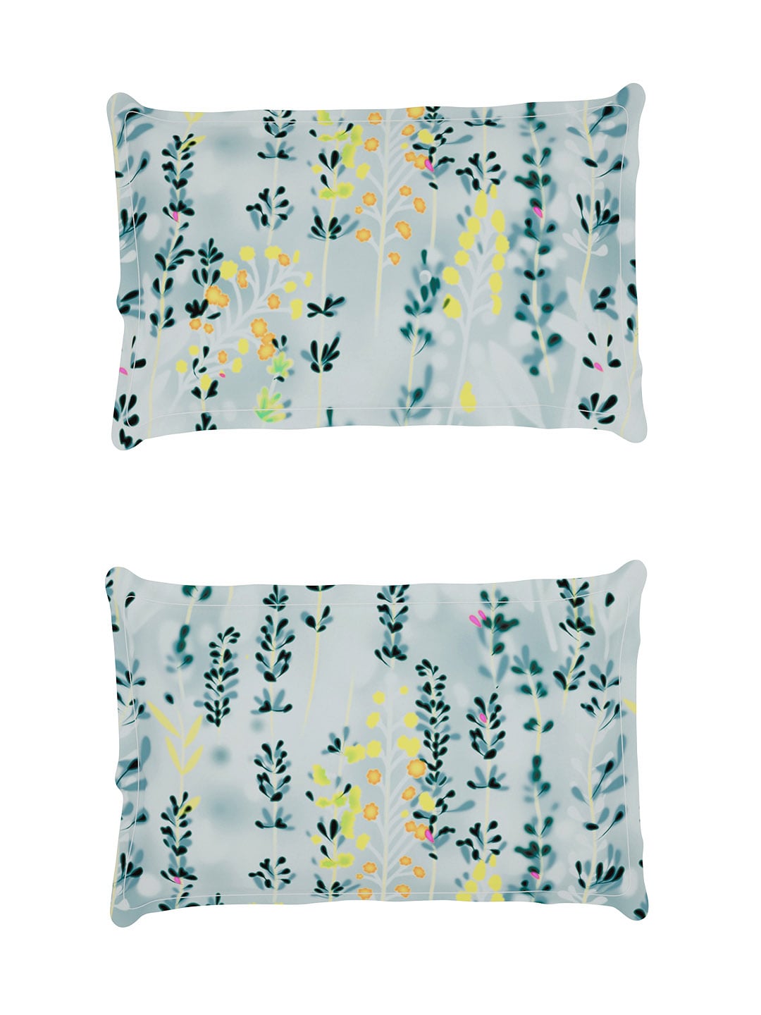 Story@home Arena Grey & Blue Floral Printed 180 TC Bedsheet & Pillow Covers - Distacart
