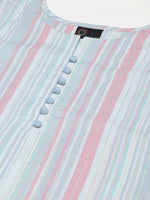 Thumbnail for Kalini Women Striped Pure Cotton Kurta With Trousers - Distacart