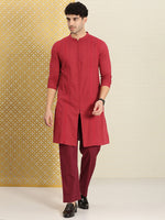 Thumbnail for House of Pataudi Men Chikankari Embroidered Pure cotton Jashn Kurta with Pyjama - Distacart