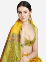 Thumbnail for Kalini Yellow & Green Ethnic Motifs Fusion Saree - Distacart