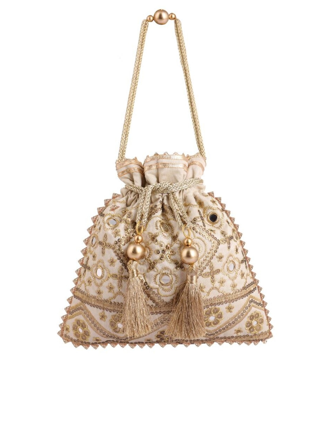 Masq Beige Embellished Embroidered Potli Clutch - Distacart
