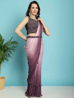 Thumbnail for Mitera Maroon Ombre Dyed Ready to Wear Saree - Distacart