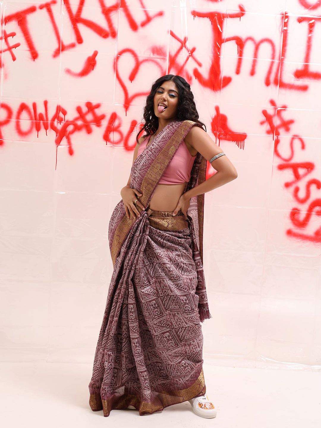 Tikhi Imli Zari Cotton Ready to Wear Saree - Distacart