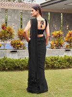 Thumbnail for Tikhi Imli Black Beads and Stones Saree - Distacart