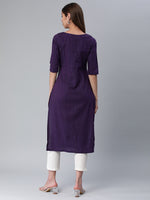 Thumbnail for Kalini Women Striped Boat Neck Straight Kurta - Distacart