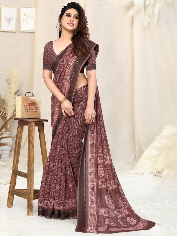 Kalini Floral Block Print Saree - Distacart