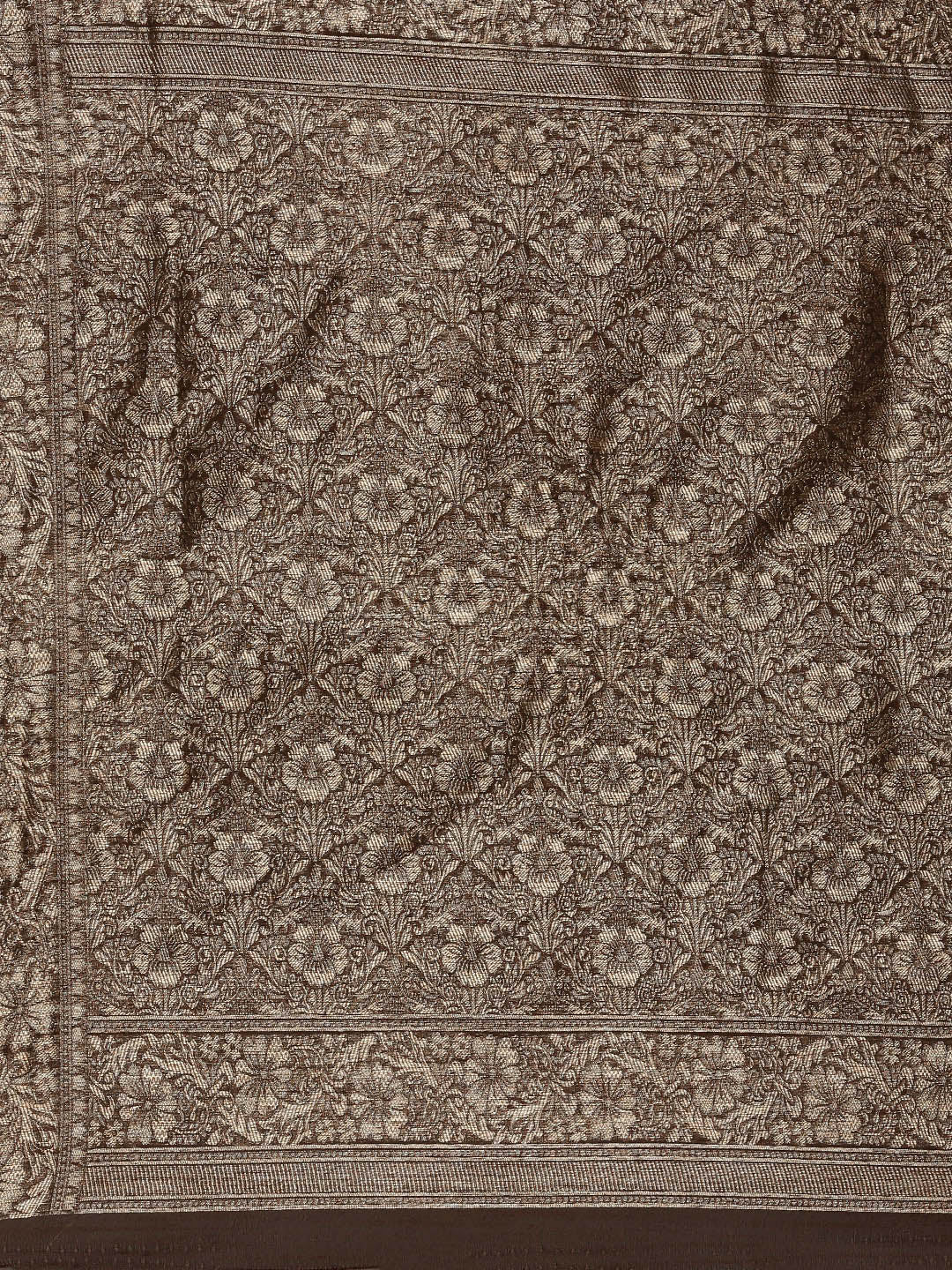 Saree Mall Brown Floral Linen Blend Banarasi Saree - Distacart