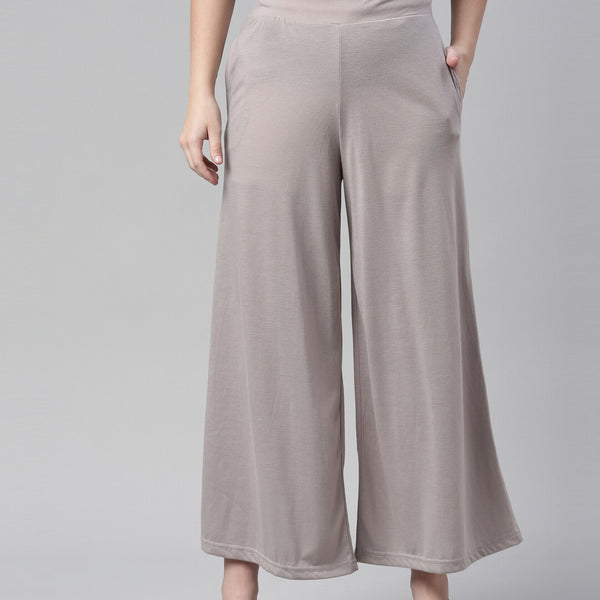 Souchii Women Grey Knitted Palazzos - Distacart