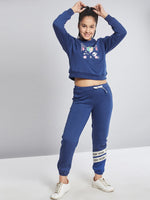 Thumbnail for Lyush Blue Fleece Glitter Print Sweatshirt For Girls - Distacart