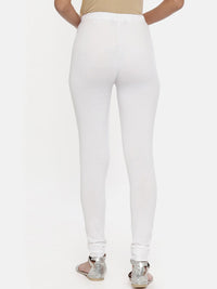 Thumbnail for Souchii White Solid Slim-Fit Churidar-Length Leggings - Distacart
