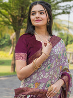 Thumbnail for Tikhi Imli Floral Printed Zari Ready to Wear Saree - Distacart