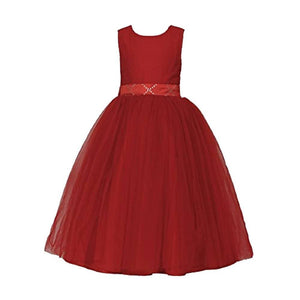 Asmaani Baby Girl's Red Color Satin A-Line Maxi Full Length Dress (AS-DRESS_22037) - Distacart